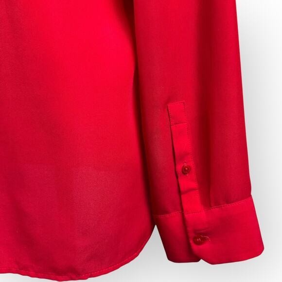 Talbots Womens Red Collared Pleated Long Sleeve Blouse Medium - Picture 4 of 7